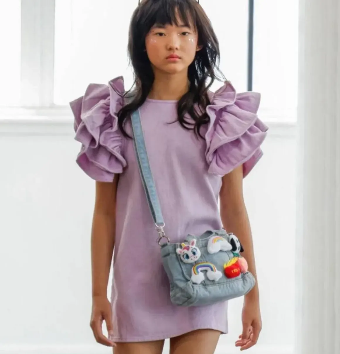 DENIM RUFFLE DRESS
