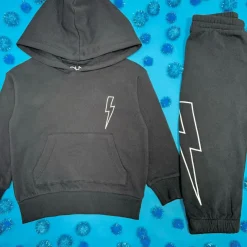 DISTRESSED LIGHTNING BOLT HOODIE