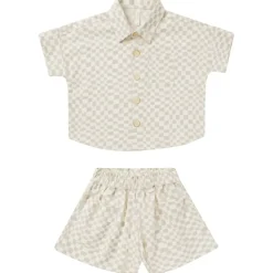 DOVE CHECK KELLI BUTTON DOWN AND SHORTS SET