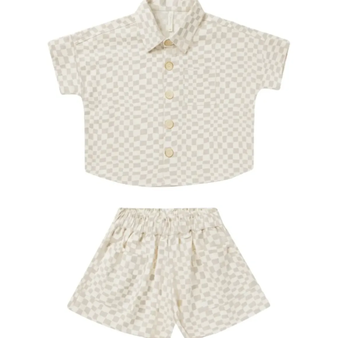 DOVE CHECK KELLI BUTTON DOWN AND SHORTS SET