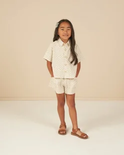 DOVE CHECK KELLI BUTTON DOWN AND SHORTS SET