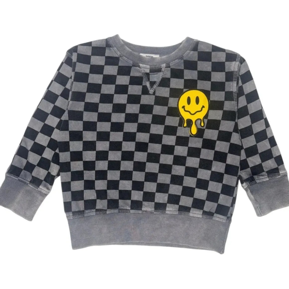 DRIP SMILEY CHECKERED SWEATSHIRT