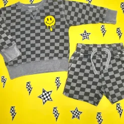 DRIP SMILEY CHECKERED SWEATSHIRT