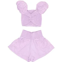 ENZO PUFF SLEEVE CROP TOP AND SHORTS SET