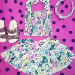 ESTELLE MEADOW SMOCKED TOP AND RUFFLE SKIRT