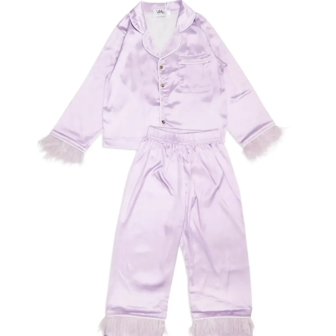 FEATHER TRIM SILK TWO PIECE SET