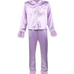FEATHER TRIM SILK TWO PIECE SET
