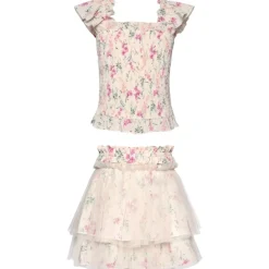 FLORAL SMOCKED TOP AND TUTU SKIRT SET