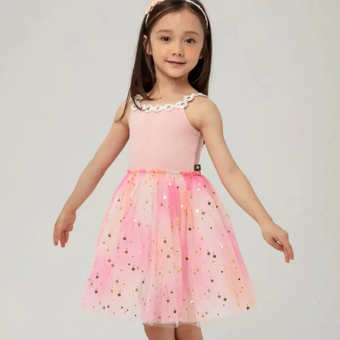 FLOWER LACE SHIMMERY STARS TUTU DRESS