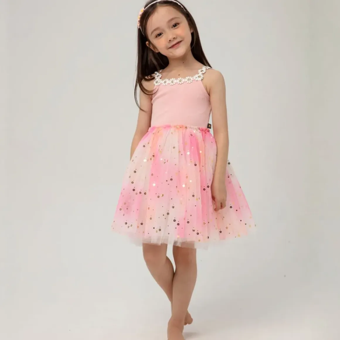 FLOWER LACE SHIMMERY STARS TUTU DRESS