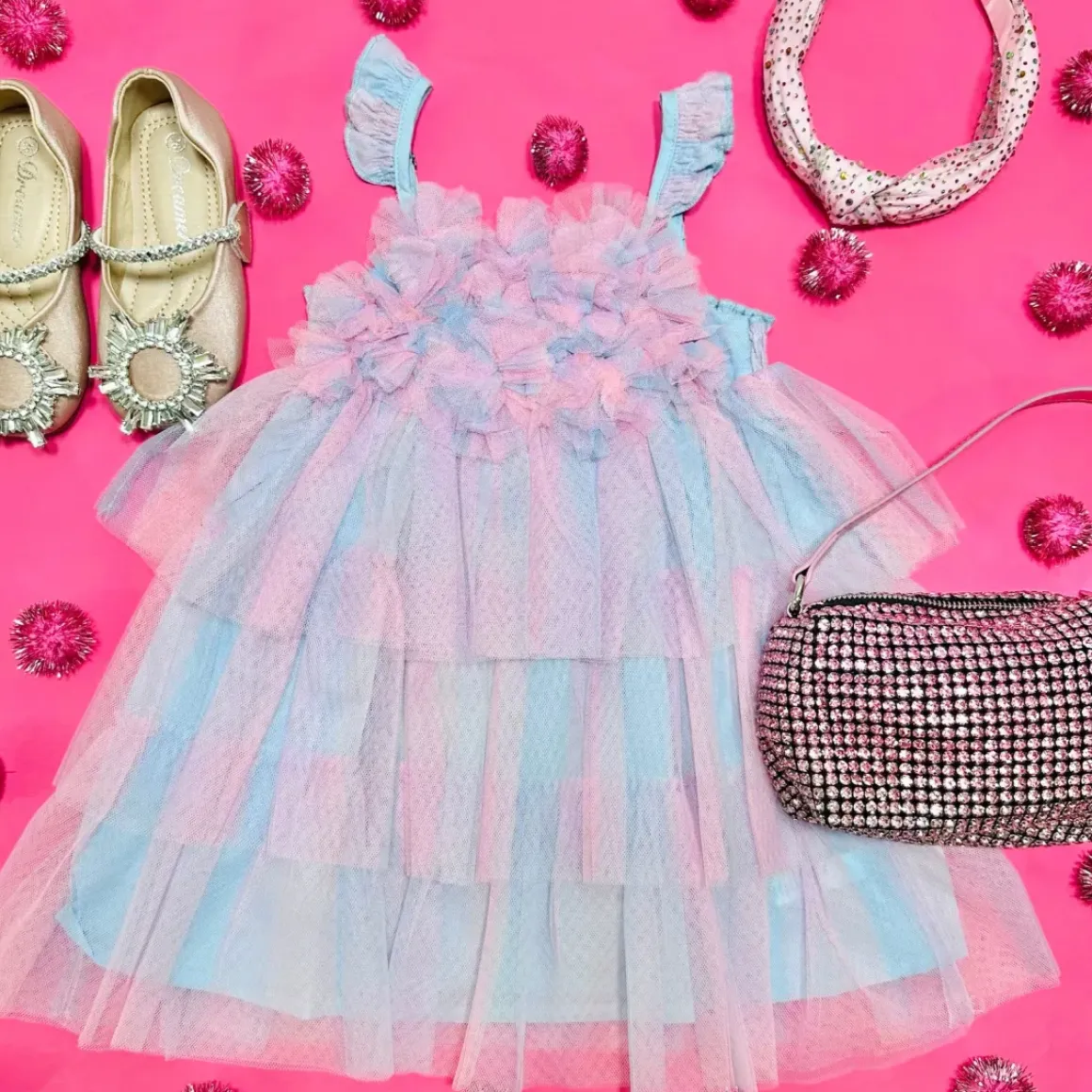 FLOWER MESH TUTU DRESS
