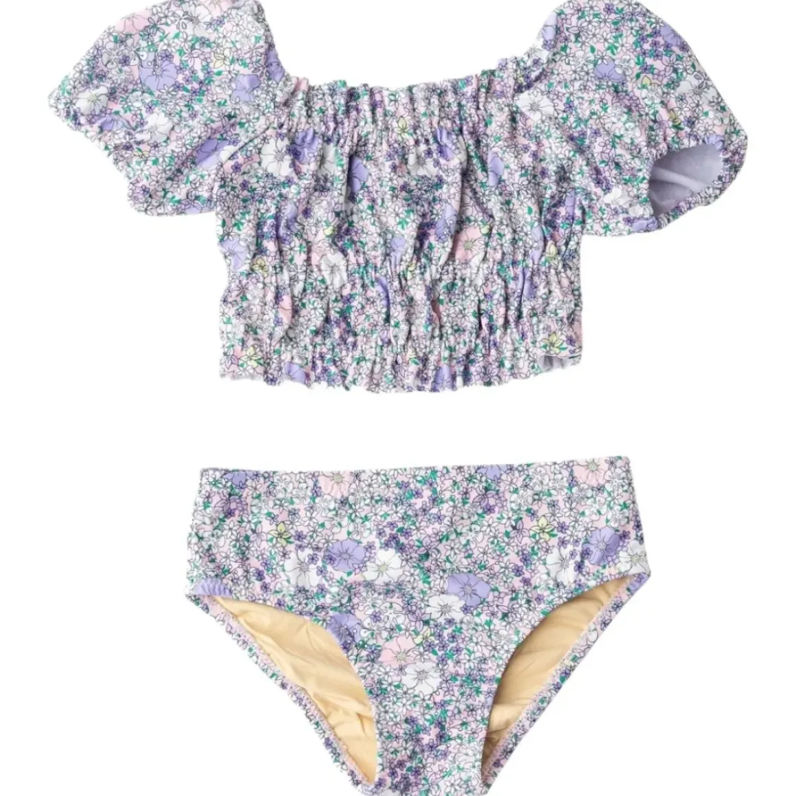 FLOWER POWER PUFF SLEEVE TWO PIECE BIKINI