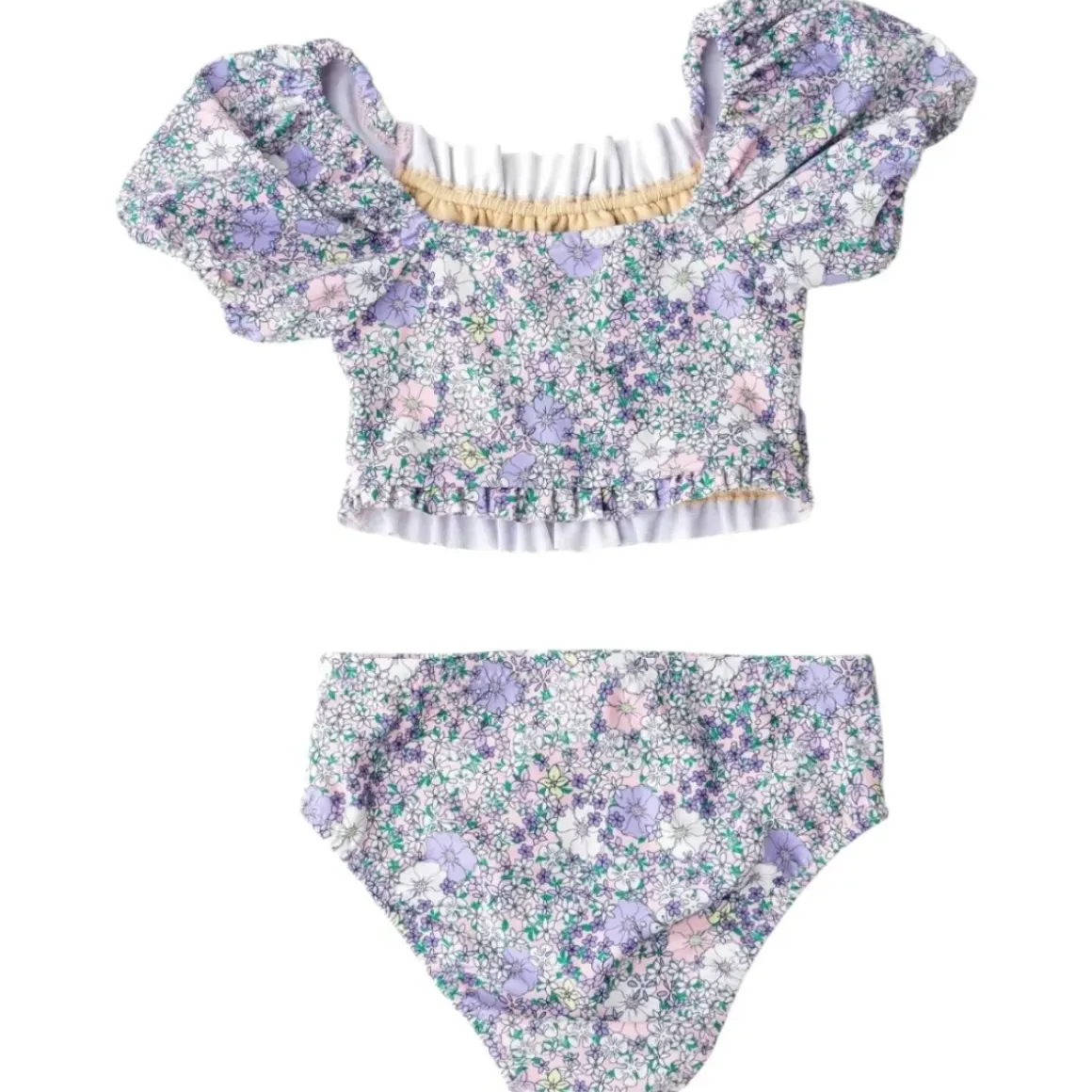 FLOWER POWER PUFF SLEEVE TWO PIECE BIKINI