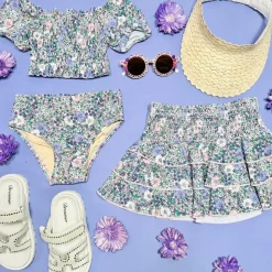 FLOWER POWER PUFF SLEEVE TWO PIECE BIKINI