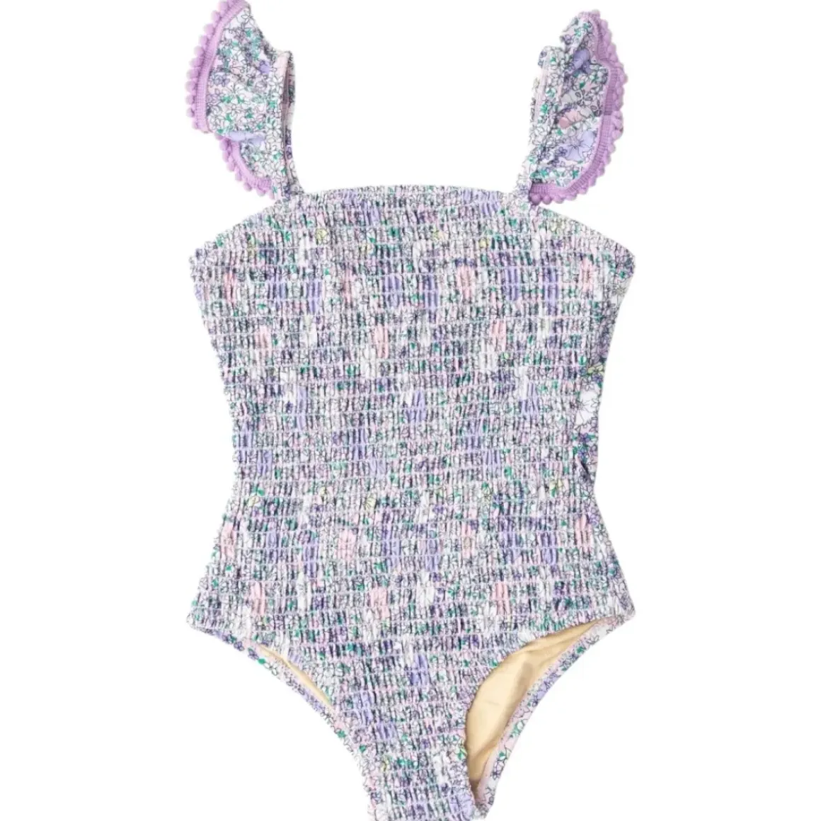 FLOWER POWER SMOCKED ONE PIECE SWIMSUIT