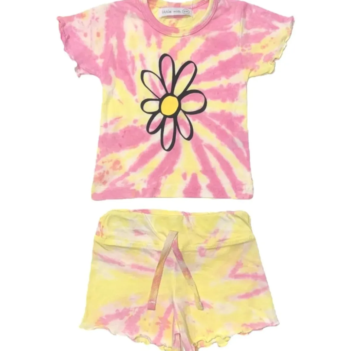FLOWER TIE DYE TSHIRT AND SHORTS SET