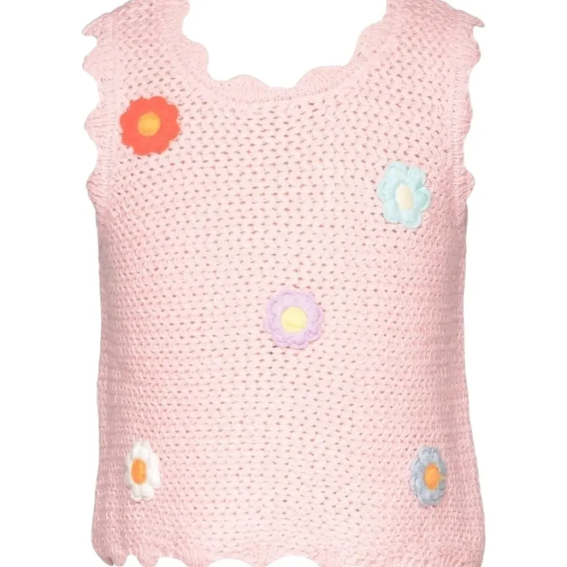 FLOWER TRIM CROCHET TANK TOP