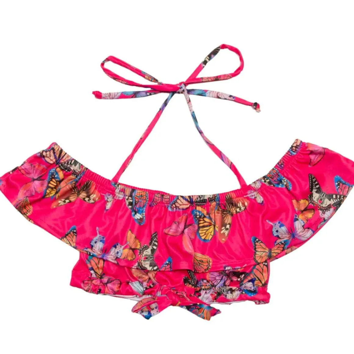 FLY AWAY BUTTERFLY RUFFLE CROP TOP