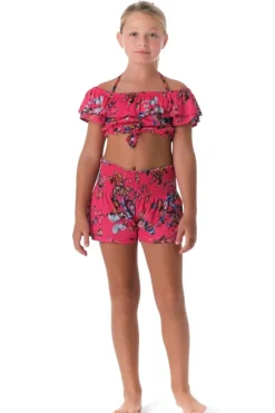 FLY AWAY BUTTERFLY RUFFLE CROP TOP