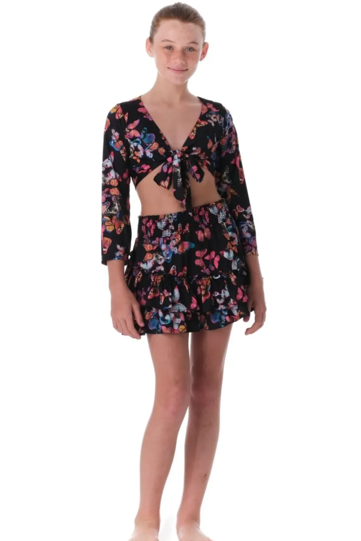 FLY AWAY BUTTERFLY WRAP TOP