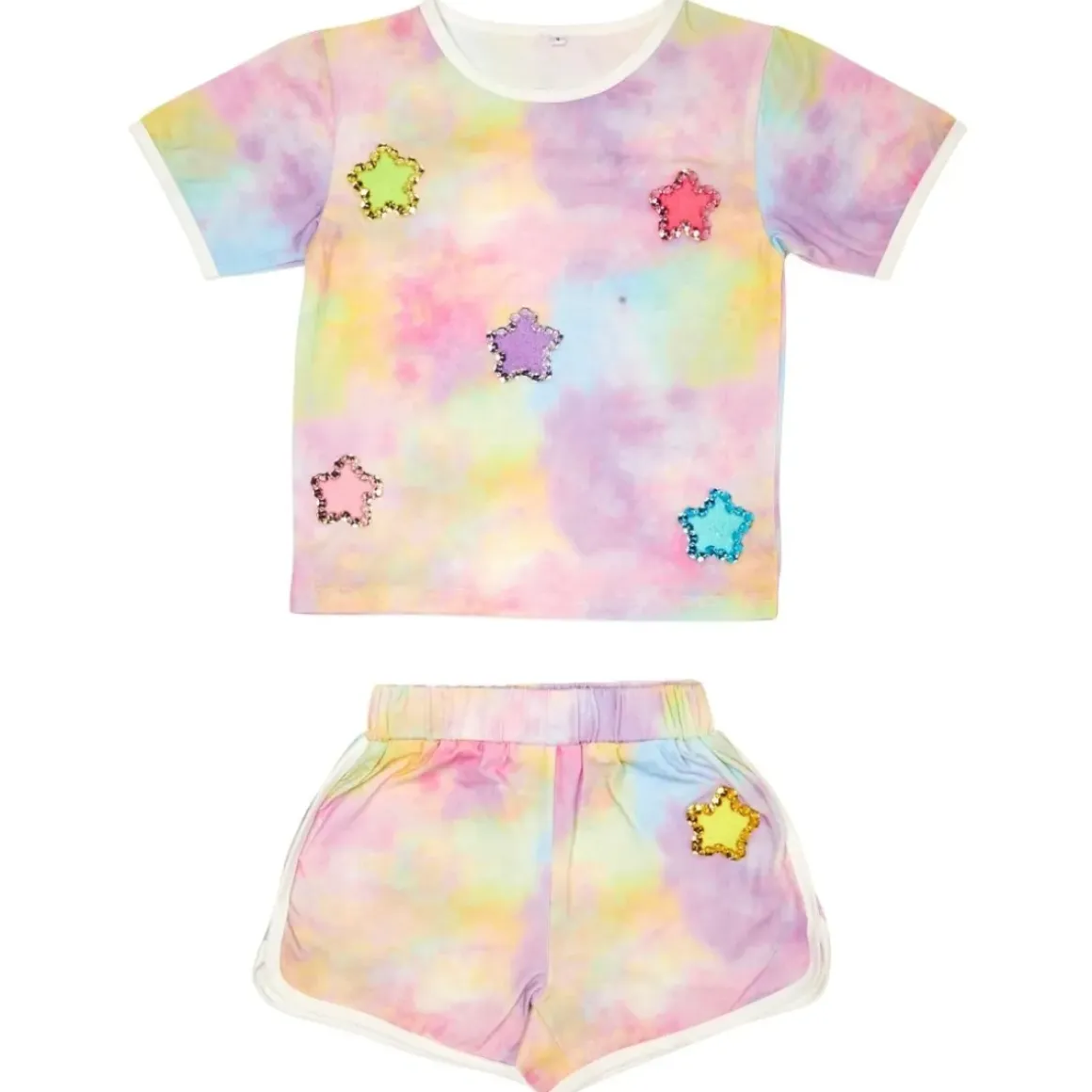 GALAXY STARS TIE DYE TOP AND SHORTS SET
