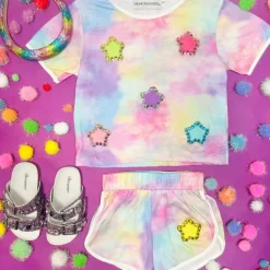 GALAXY STARS TIE DYE TOP AND SHORTS SET