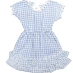 GINGHAM NISSI POM POM DRESS
