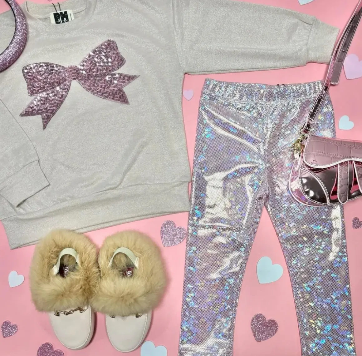 GLITTER BOW SWEATSHIRT