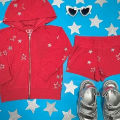 GLITTER STARS ZIP UP HOODIE