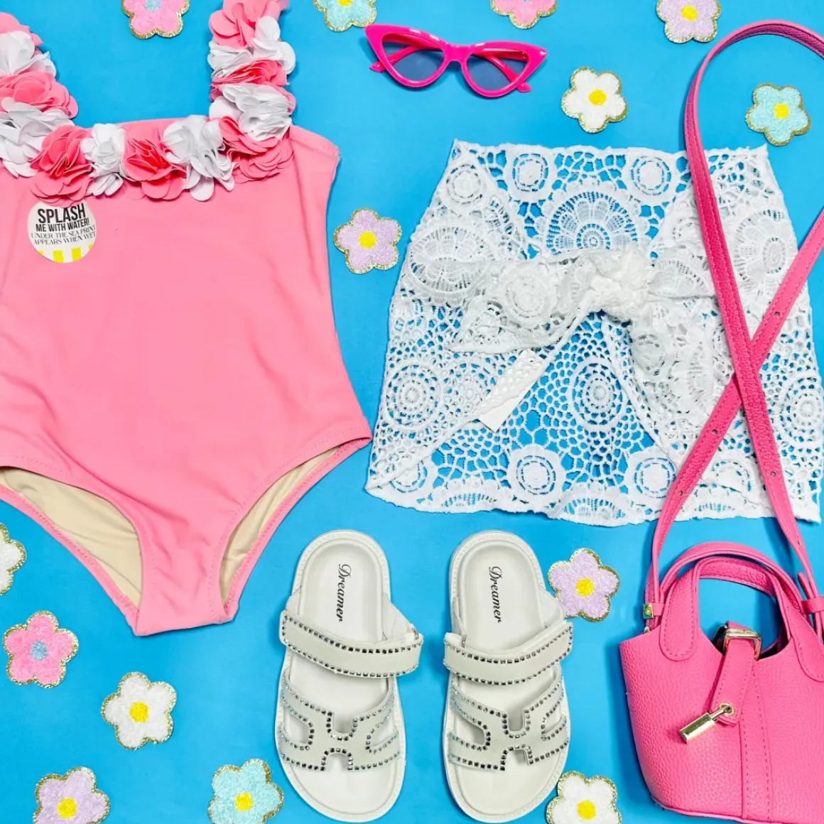 H20 HULA ONE PIECE SWIMSUIT W/ LACE SKIRT SET