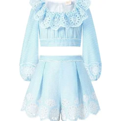 HARLEY EMBROIDERED STRIP TOP AND SKIRT SET