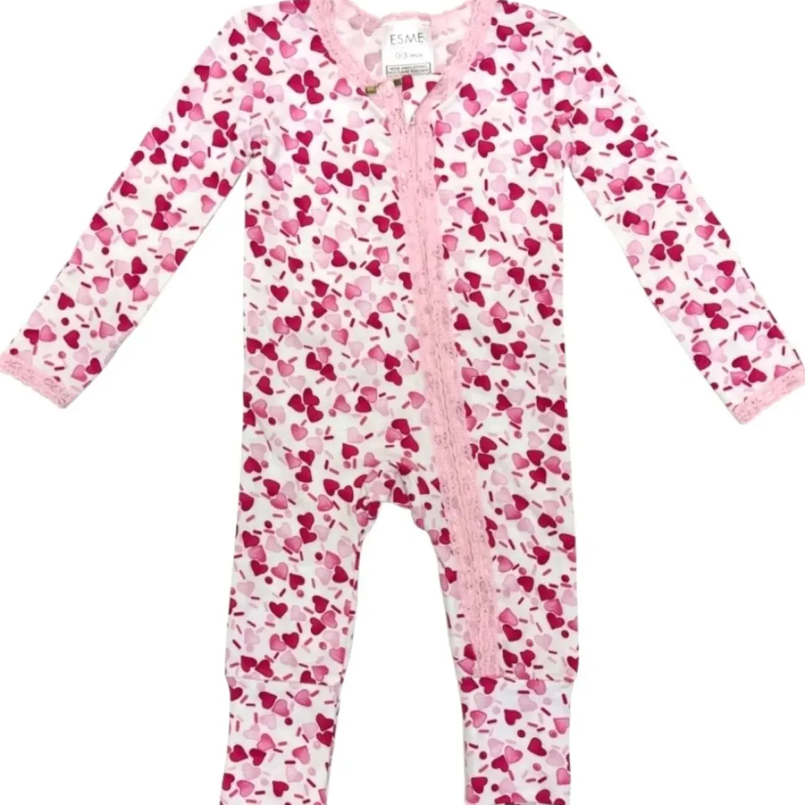 HEART SPRINKLES ZIP FOOTIE