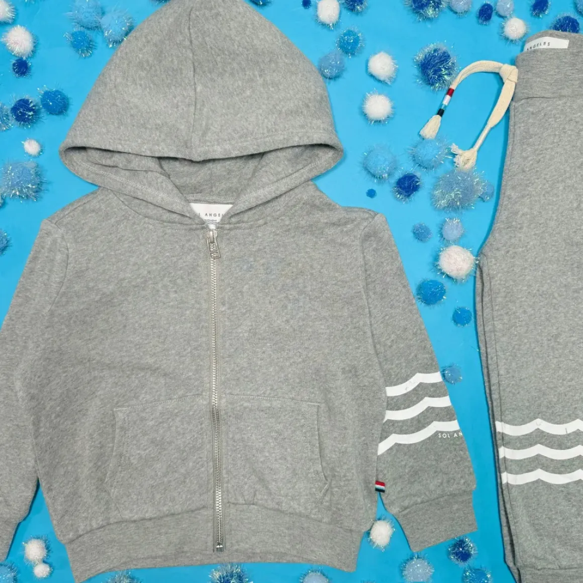 HEATHER WAVES ZIP UP HOODIE