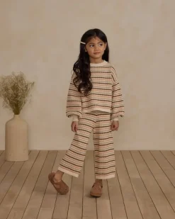 HONEYCOMB STRIPE BOXY CROP SWEATER