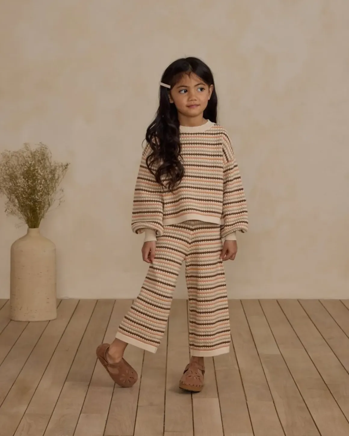 HONEYCOMB STRIPE BOXY CROP SWEATER