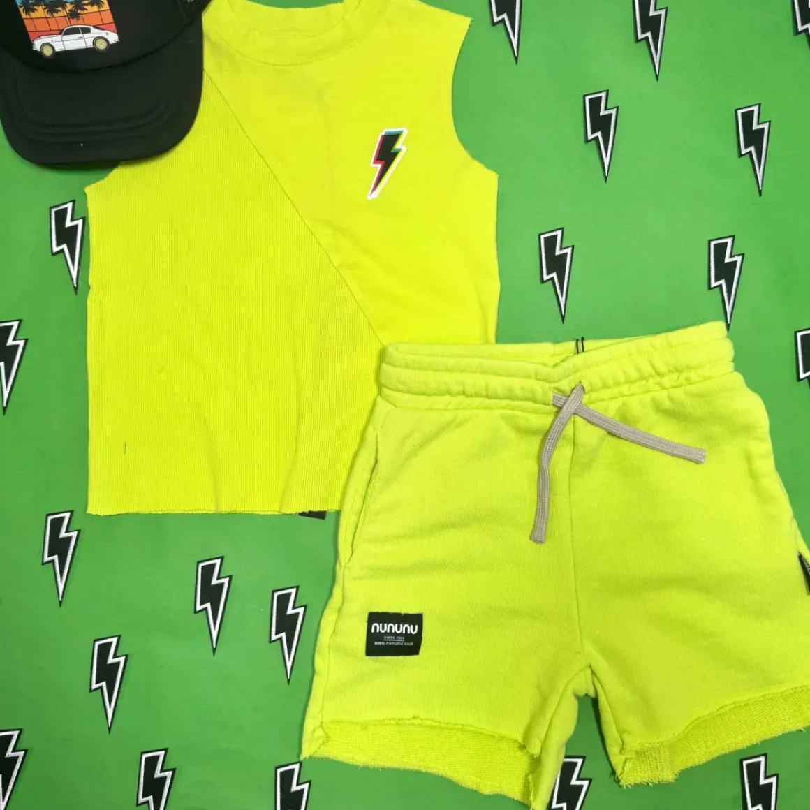 HOT LIME UNBALANCED SHORTS