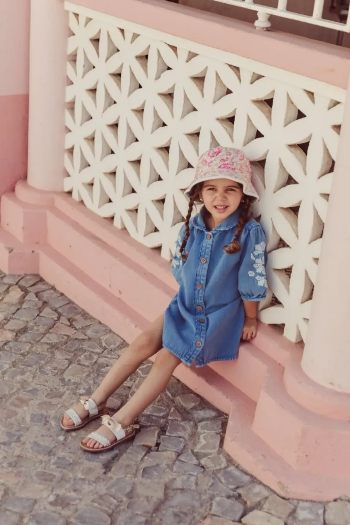 INALA EMBROIDERED DENIM DRESS