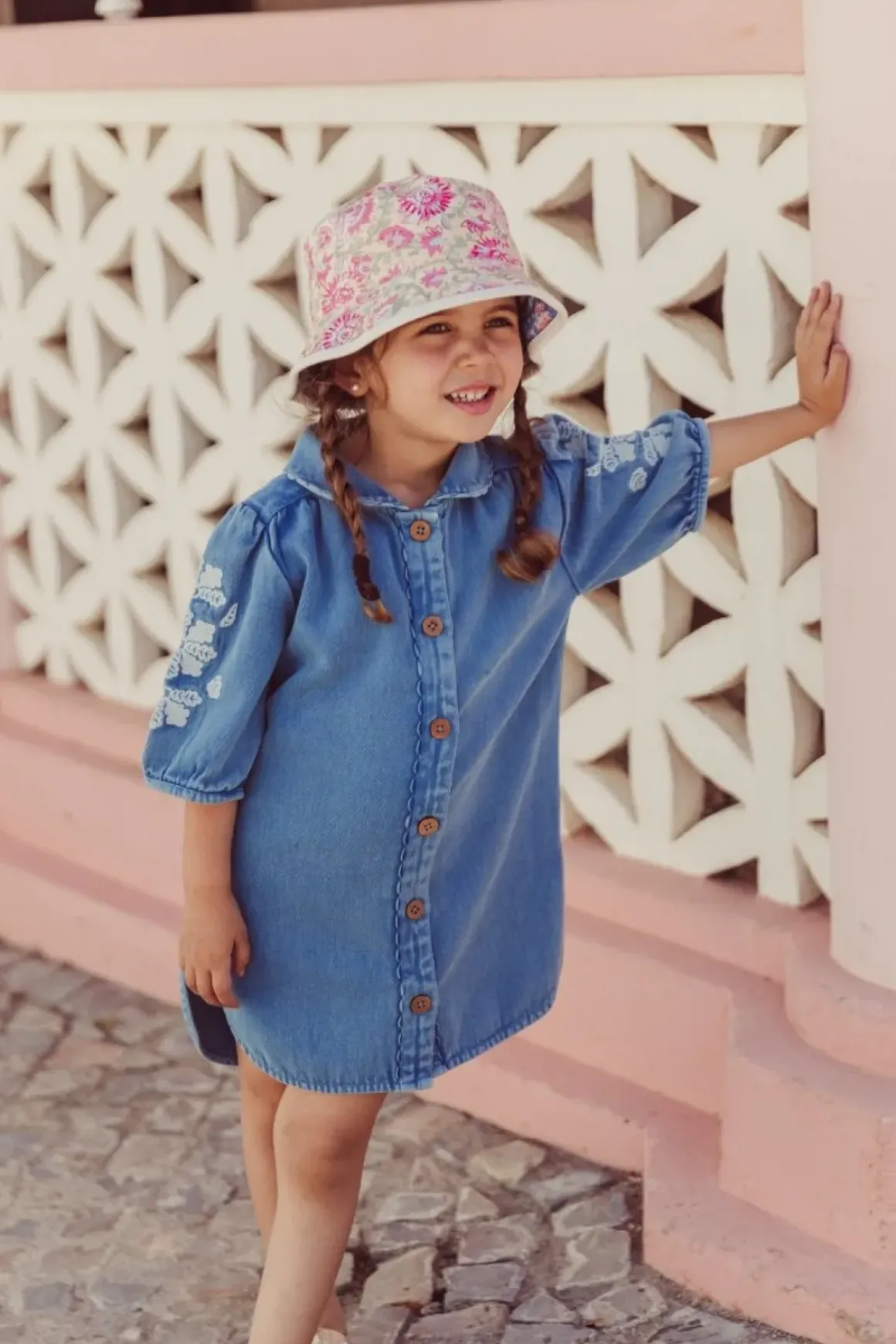 INALA EMBROIDERED DENIM DRESS