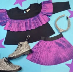 IRIDESCENT PLEATED SKIRT
