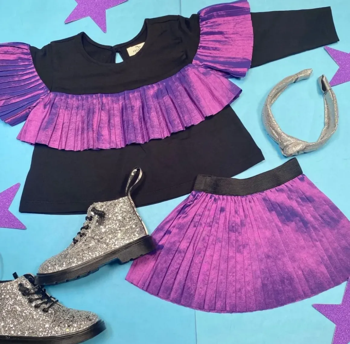 IRIDESCENT PLEATED SKIRT