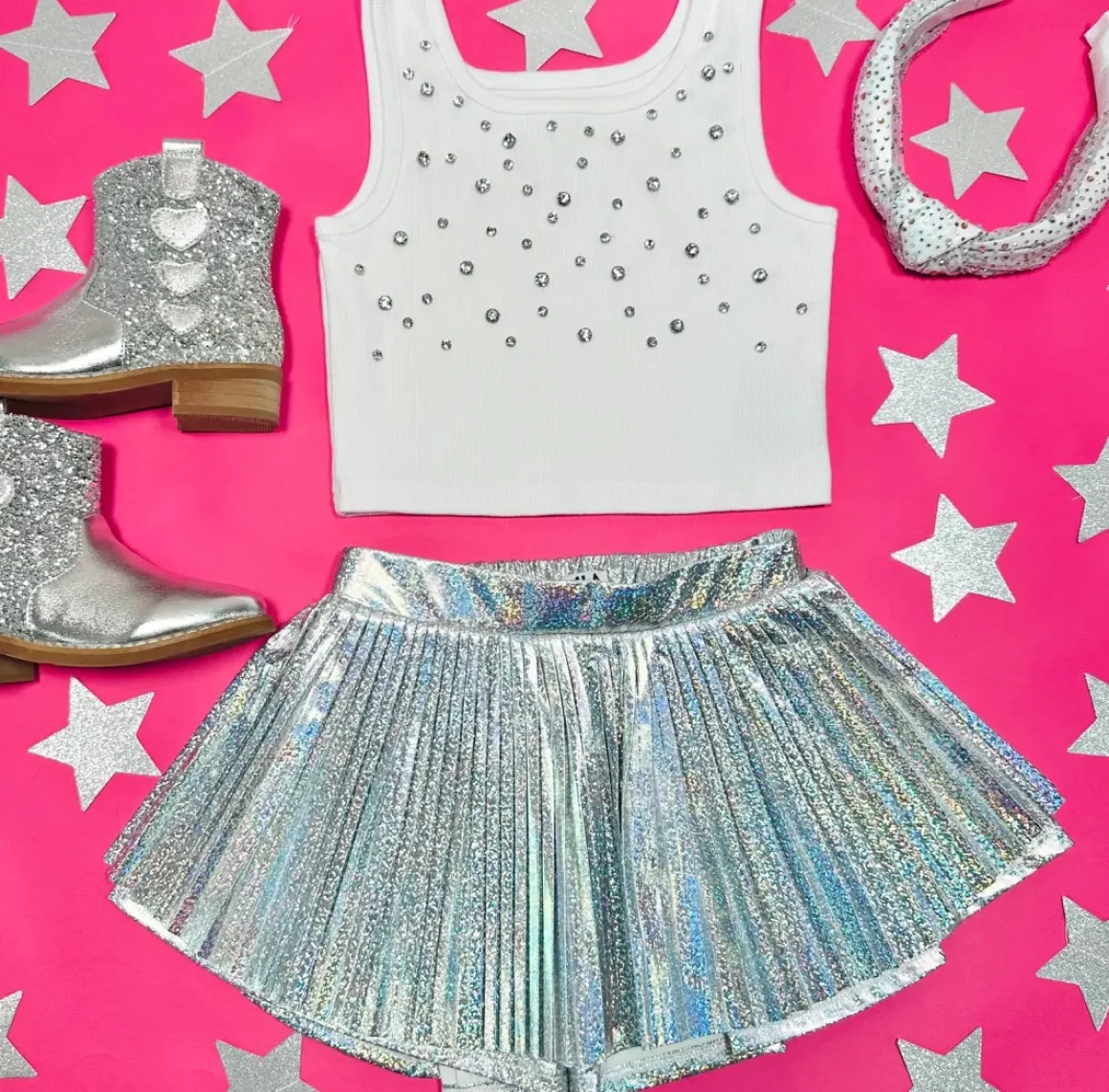 IRIDESCENT PLEATED SKORT