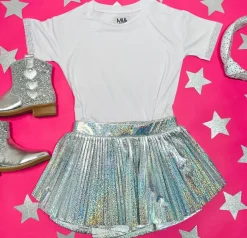 IRIDESCENT PLEATED SKORT