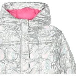 IRIDESCENT QUILTED HEARTS PUFFER JACKET