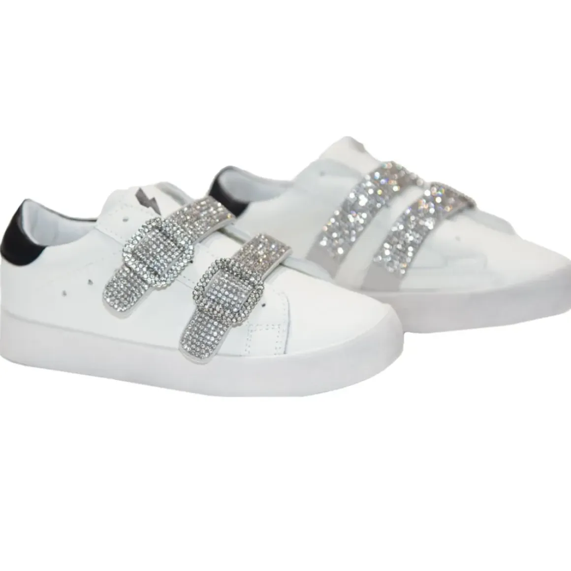 JACKIE CRYSTAL VELCRO BUCKLE SNEAKERS