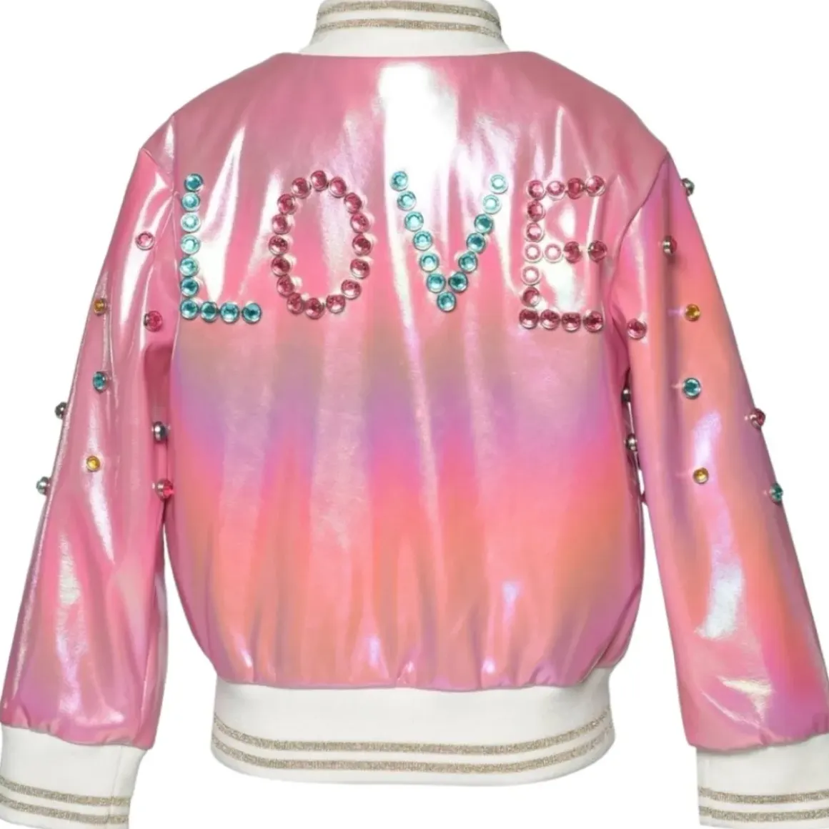 JEWELED LOVE FAUX LEATHER JACKET