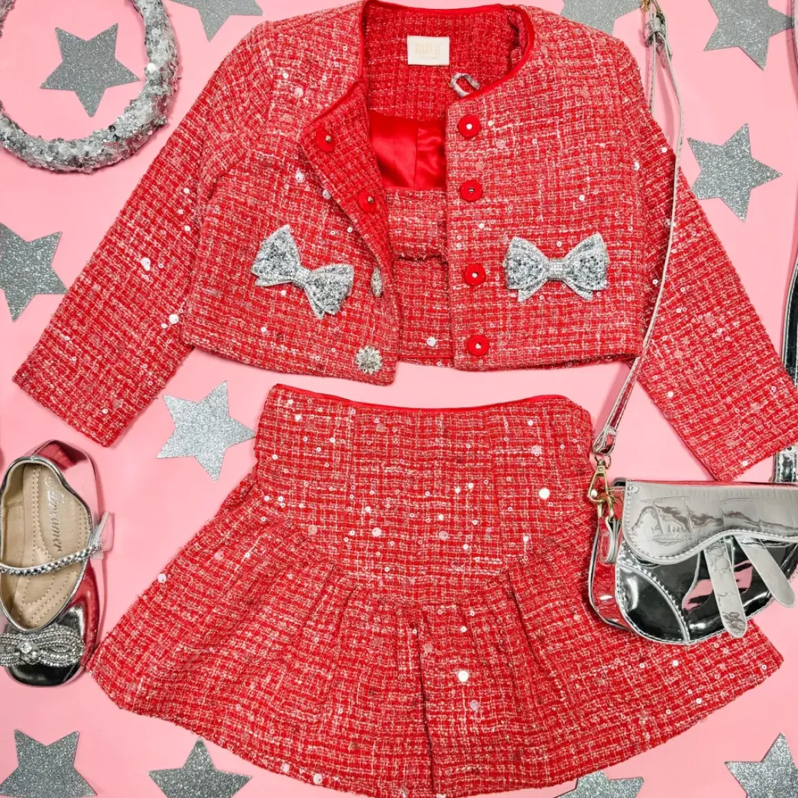 JINGLE CROP CROP AND SKIRT SET