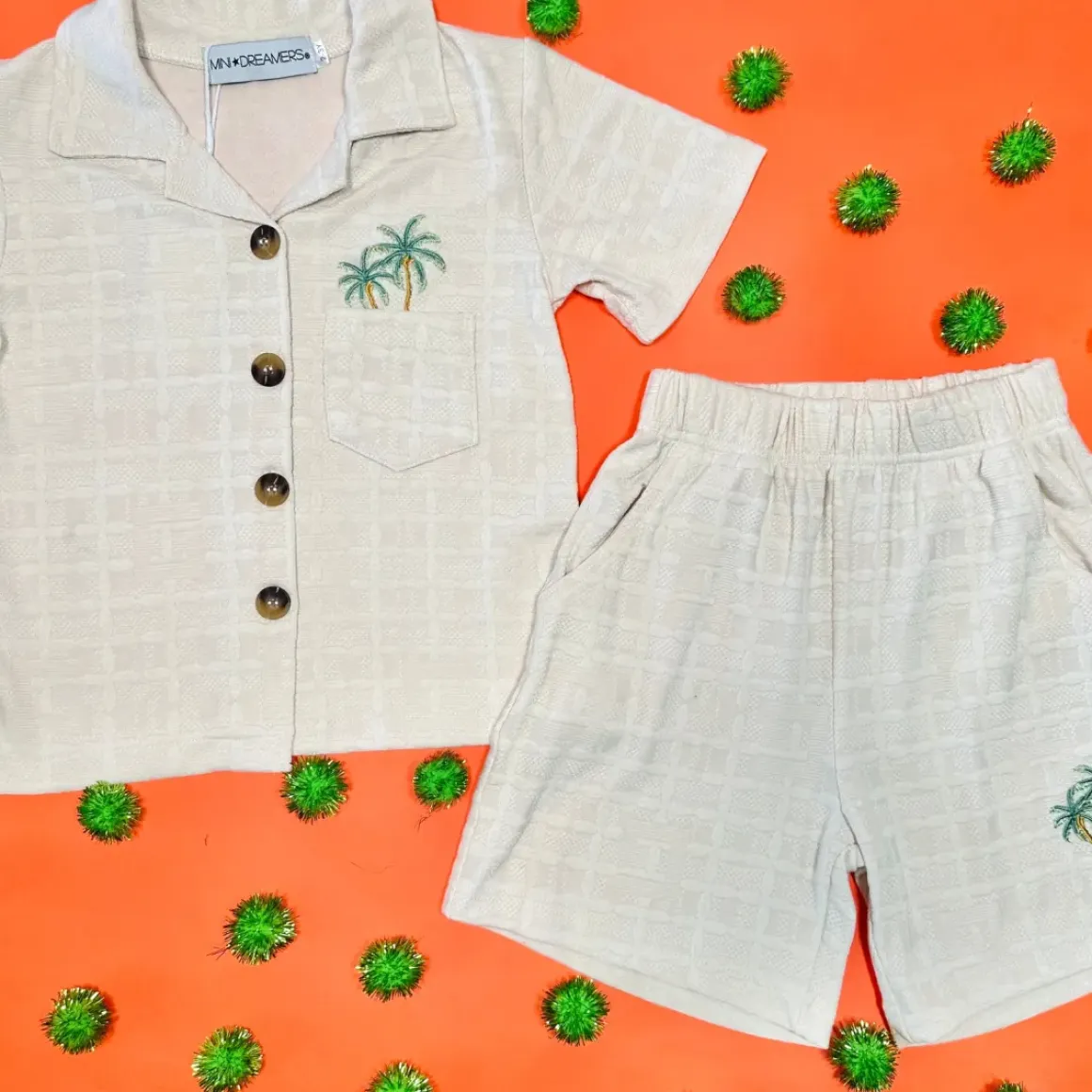 JORDAN PALM TREES KNITTED BUTTON DOWN AND SHORTS SET