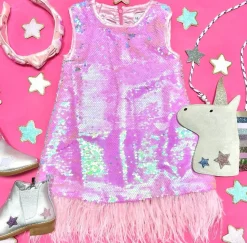 KAIA SEQUIN FEATHER DRESS