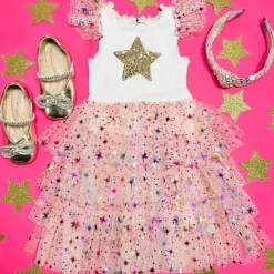 LEAH LAYERED METALLIC STARS TUTU DRESS
