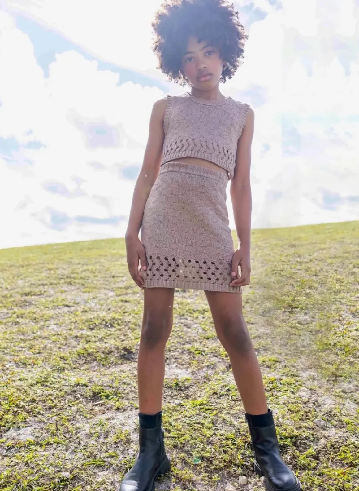 LENI KNITTED TANK AND SKIRT SET